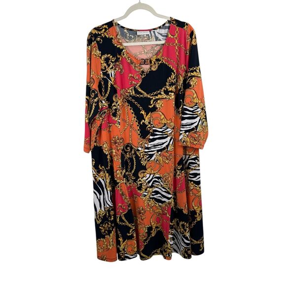 Susan Graver Chain Equestrian Liquid Knit Midi Dress Office Work Womens Plus 2x - Picture 1 of 6